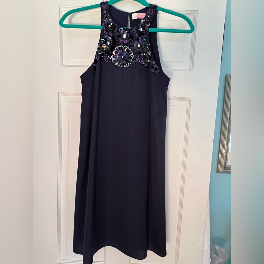 Lilly Pulitzer Chelsea Dress, Navy Blue, Sequin Neckline, Size XS
